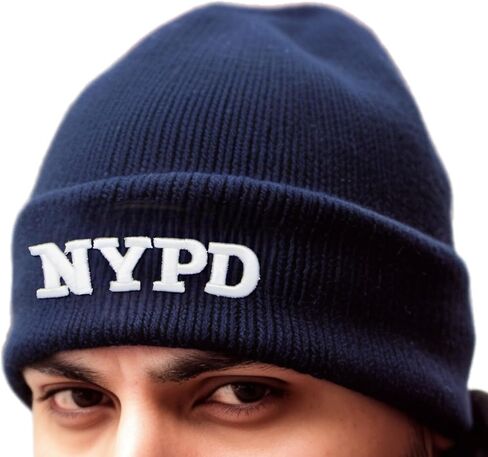 Police Beanie Hat Navy Embroidered Knit Winter New York Skull Cap in Saudi Arabia