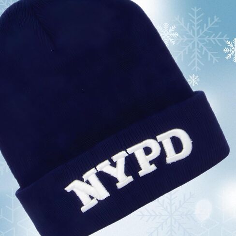 Police Beanie Hat Navy Embroidered Knit Winter New York Skull Cap in Saudi Arabia