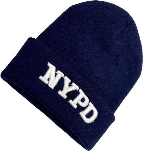 Police Beanie Hat Navy Embroidered Knit Winter New York Skull Cap in Saudi Arabia