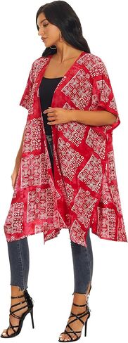 Beautybatik Women Hippie Gypsy Hand Batik Kimono Cardigan Shawl Wrap Swimsuit Cover Up Jacket One Size in Kuwait