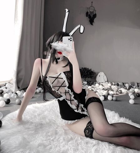 ملابس داخلية نسائية من SINMIUANIME على شكل أرنب بتصميم الرسوم المتحركة على شكل أرنب ملابس داخلية من قطعة واحدة مع جوارب مثيرة in Kuwait
