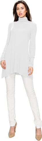 بلوزة نسائية من Lock and Love بأكمام طويلة وياقة مدورة غير متماثلة - صُنعت في الولايات المتحدة الأمريكية in Kuwait