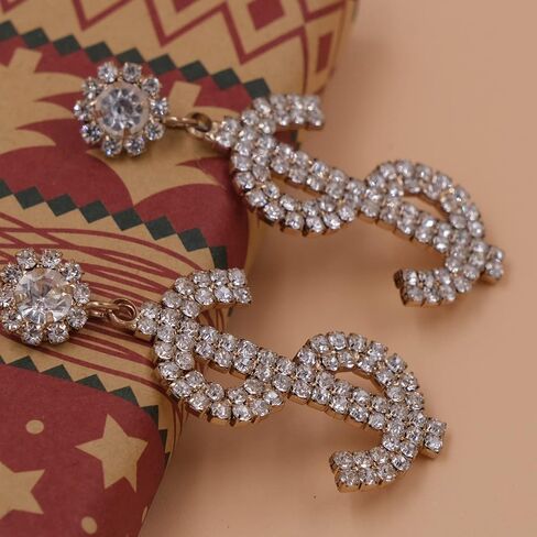 Hugpig Fashion Women Exaggerated Rhinestones Dollar Sign Hand-decorated Earrings Fashion Luck Pendant Jewelry for Girl Gift in Saudi Arabia