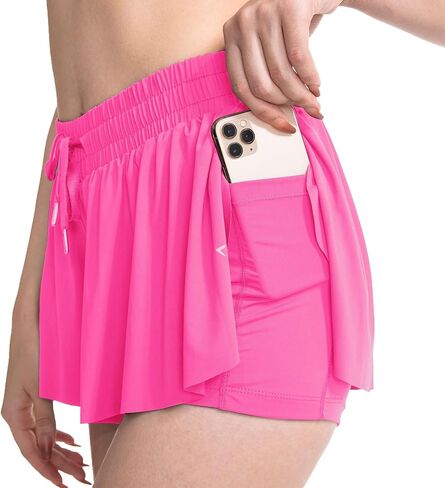 UTTPLL شورت نسائي 2 في 1 لرياضة الجري والتنس شورت عالي الخصر للتمرين واليوجا وسائقي الدراجات النارية على شكل فراشة in Kuwait