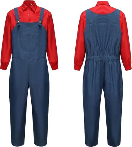 Ruimeier سوبر براذرز زي الكبار الرجال هالوين زي تأثيري بذلة قميص مع قبعة قفازات اللحية سباك البطل in Kuwait