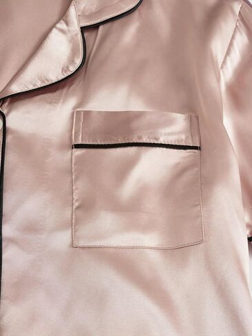 طقم بيجامة حريمي من SOLY HUX مكون من 3 قطع من الساتان وأكمام قصيرة وياقة على شكل حرف V وأزرار سفلية وقميص علوي مع شورت ملابس نوم in Kuwait