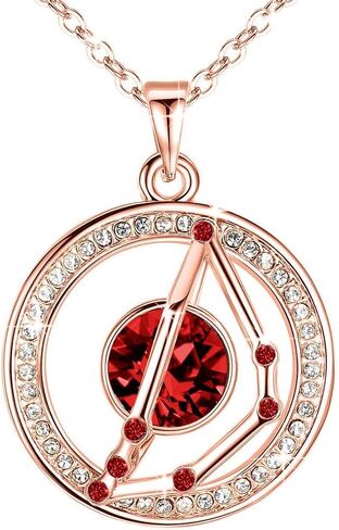 Leafael "Superstar Zodiac Constellation Pendant Necklace Made with Premium Crystal Horoscope Jewelry, Gold or Rose Gold Plated, 18"+ 2" in Kuwait
