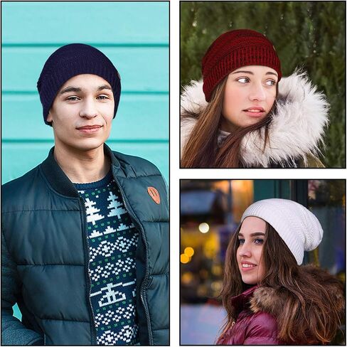 OMECHY Beanie for Men Women Winter Knit Warm Hat Stretch Plain Cuff Toboggan Cap in Saudi Arabia