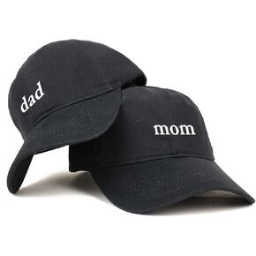 Trendy Apparel Shop Mom and Dad Soft Cotton Couple 2 Pc Cap Set