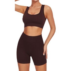 مجموعات التمارين الرياضية للنساء من جويسبيلز، قطعتين من السراويل القصيرة المضلعة عالية الخصر لرفع المؤخرة مع مجموعة حمالة صدر رياضية للصالة الرياضية in Kuwait
