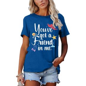 SUPEYA Youve Got A Friend in Me T-Shirt for Women Funny Letter Print Shirt Cute Graphic Short Sleeve Tees Tops