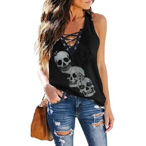 Jofemuho Womens Tank Tops Skull Tank Shirts Loose Flowy Sleeveless Tops