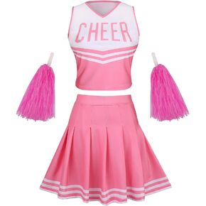 GRAJTCIN Teenagers & Womens Cheerleader Costume Halloween Party Cute Cheer Outfit Crop Top