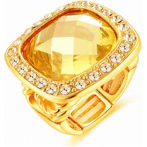 Wellotus Girl's سبيكة الراتنج حلقة مربعة المرأة قابل للتعديل حجر الراين تمتد البنصر مجوهرات الجدة لحفلة كوكتيل in Kuwait