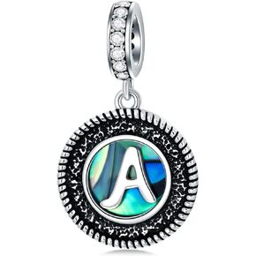 PEIMKO Initial A-Z Letter Charm Alphabet Dangle Beads for Bracelets Necklaces Sterling Silver Initial Charms for Bracelet Alphabet Beads with Abalone Shell for Women's Bead Charms in Kuwait