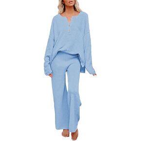 أطقم صالة نسائية مكونة من قطعتين من TOLENY ملابس علوية محبوكة بأزرار سفلية وسراويل واسعة الساق in Kuwait