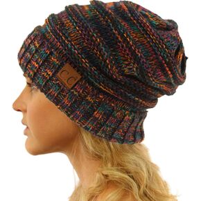 C.C BYSUMMER Stylish Thick Soft Cable Knit Slouchy Warm Winter Beanie Hat