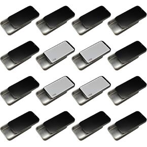 Cubic Ape Slide Top Tin Containers for Lip Balm, Solid Perfume (0.5 oz, 16-Pack, w/Labels) - (Small) Empty Cosmetics Metal Boxes with Sliding Lids (Frosted Silver)