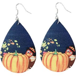 Thanksgiving Maple Leaf Earrings for Women Girls,Faux Leather Teardrop Earrings Leather Turkey Pumpkin Dangle Earrings Autumn Jewelry Gifts Delicate Thanksgiving Gift in Saudi Arabia