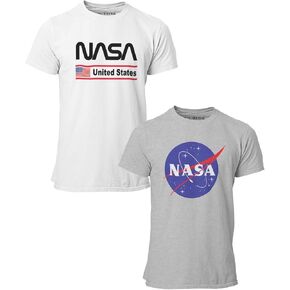 BROOKLYN VERTICAL 2-Pack NASA Print Outer Space Rocket Ship Mens Short Sleeve Crew Neck T-Shirt | Soft Cotton Sizes S-XL