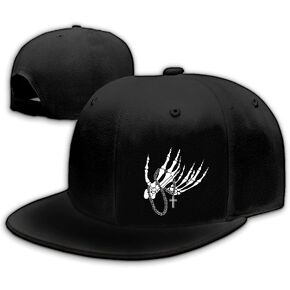 Snap Backpack Hat for Men Skull Hat Snapback Hats Flat Bill Baseball Cap Adjustable Skeleton Hand Black