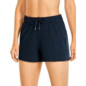 شورت نسائي قابل للتمدد من CRZ YOGA مقاس 3.5 بوصة - شورت رياضي للمشي لمسافات طويلة للصيف وجيوب للجري وجيوب كاجوال