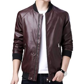Womleys Mens Casual Slim Fit Faux Leather Jacket Fall Winter Leather Bomber Jackets