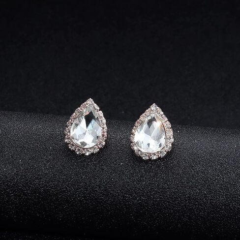 LOYALLOOK Wedding Jewelry for Bride CZ Teardrop Bridesmaid Earrings Bracelets Pendant Rhinestone Necklace Costume Jewelry Wedding Necklace Sets for Women Brides Bridesmaids in Kuwait