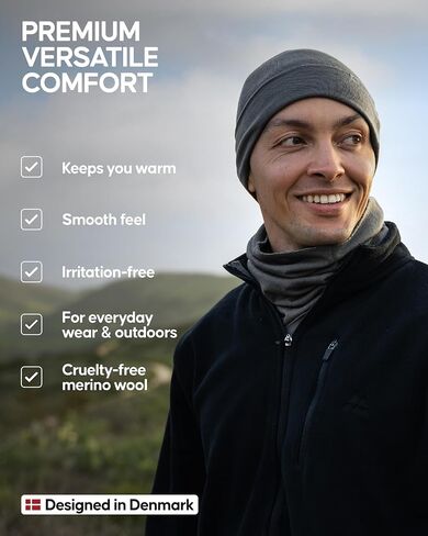 DANISH ENDURANCE Lightweight Merino Wool Beanie for Men & Women, Thermal Hat in Kuwait