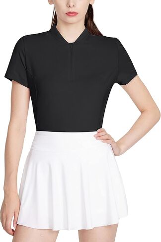 LastFor1 Women's Golf Polo Shirt Short Sleeves UPF 50+ Tennis Tops Active T-Shirt Quick Dry Zip Up Running Shirts in Kuwait