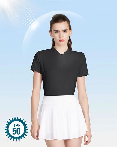 LastFor1 Women's Golf Polo Shirt Short Sleeves UPF 50+ Tennis Tops Active T-Shirt Quick Dry Zip Up Running Shirts in Kuwait