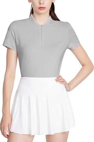 LastFor1 Women's Golf Polo Shirt Short Sleeves UPF 50+ Tennis Tops Active T-Shirt Quick Dry Zip Up Running Shirts in Saudi Arabia