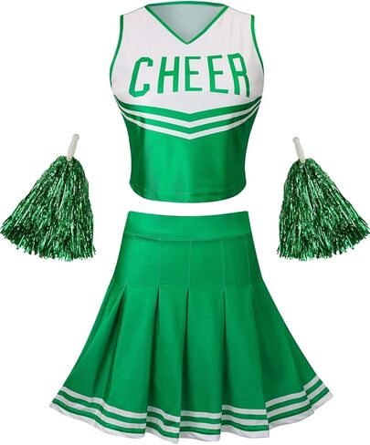 GRAJTCIN Teenagers & Womens Cheerleader Costume Halloween Party Cute Cheer Outfit Crop Top in Kuwait