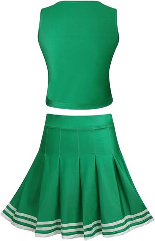 GRAJTCIN Teenagers & Womens Cheerleader Costume Halloween Party Cute Cheer Outfit Crop Top in Kuwait