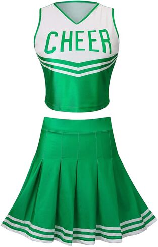 GRAJTCIN Teenagers & Womens Cheerleader Costume Halloween Party Cute Cheer Outfit Crop Top in Kuwait