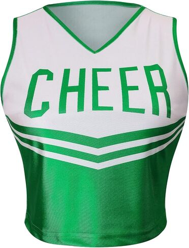 GRAJTCIN Teenagers & Womens Cheerleader Costume Halloween Party Cute Cheer Outfit Crop Top in Kuwait