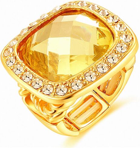 Wellotus Girl's Alloy Resin Square Ring Women's Adjustable Rhinestone Stretch Finger Ring Novelty Jewelry for Cocktail Party in Saudi Arabia