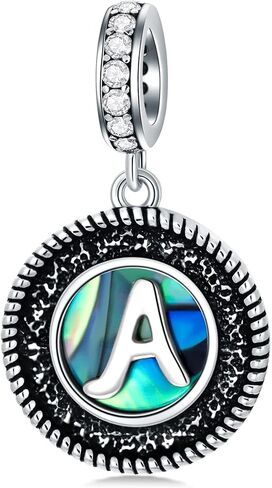 PEIMKO Initial A-Z Letter Charm Alphabet Dangle Beads for Bracelets Necklaces Sterling Silver Initial Charms for Bracelet Alphabet Beads with Abalone Shell for Women's Bead Charms in Kuwait