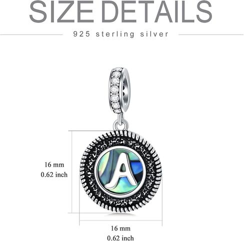 PEIMKO Initial A-Z Letter Charm Alphabet Dangle Beads for Bracelets Necklaces Sterling Silver Initial Charms for Bracelet Alphabet Beads with Abalone Shell for Women's Bead Charms in Kuwait