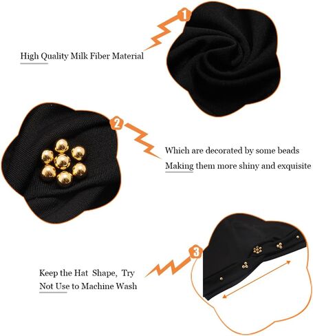 African Women Turban Cap Twisted Beaded Braid Head Wraps Pre-Tied Chemo Headscarf for Cancer Hair Cover Hats in Kuwait