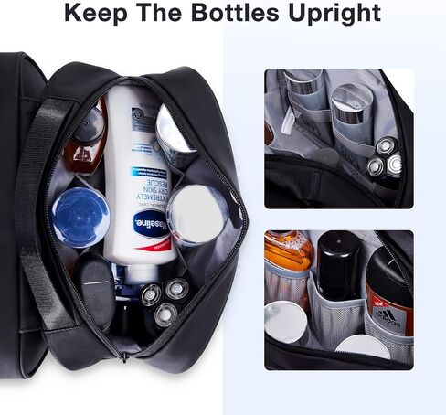 حقيبة أدوات الزينة للرجال من باغسمارت، منظم أدوات الزينة أثناء السفر، مجموعة أدوات زينة كبيرة للرجال، حقيبة سفر مقاومة للماء لإكسسوارات أدوات الزينة، أساسيات غرفة الباب، أسود in Kuwait