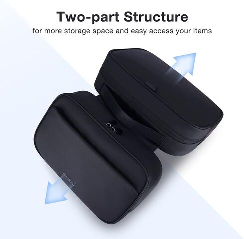 حقيبة أدوات الزينة للرجال من باغسمارت، منظم أدوات الزينة أثناء السفر، مجموعة أدوات زينة كبيرة للرجال، حقيبة سفر مقاومة للماء لإكسسوارات أدوات الزينة، أساسيات غرفة الباب، أسود in Kuwait