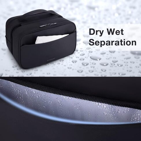 حقيبة أدوات الزينة للرجال من باغسمارت، منظم أدوات الزينة أثناء السفر، مجموعة أدوات زينة كبيرة للرجال، حقيبة سفر مقاومة للماء لإكسسوارات أدوات الزينة، أساسيات غرفة الباب، أسود in Kuwait