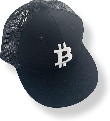 قبعة بيسبول BTC Universe Bitcoin رفيعة المستوى لسائقي الشاحنات من القطن الأسود ونسيج شبكي من البوليستر وتطريز منتفخ ثلاثي الأبعاد in Kuwait