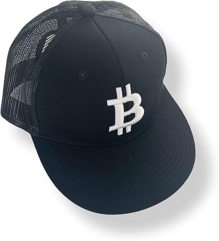 قبعة بيسبول BTC Universe Bitcoin رفيعة المستوى لسائقي الشاحنات من القطن الأسود ونسيج شبكي من البوليستر وتطريز منتفخ ثلاثي الأبعاد in Kuwait