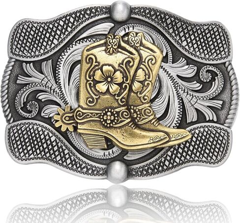 BBOTEN Horse Belt Buckle for Women Men, Western Longhorn Running Horse Boots Floral Cowboy Texas Antique Belt Buckles in Kuwait