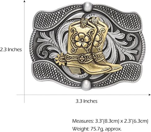 BBOTEN Horse Belt Buckle for Women Men, Western Longhorn Running Horse Boots Floral Cowboy Texas Antique Belt Buckles in Kuwait