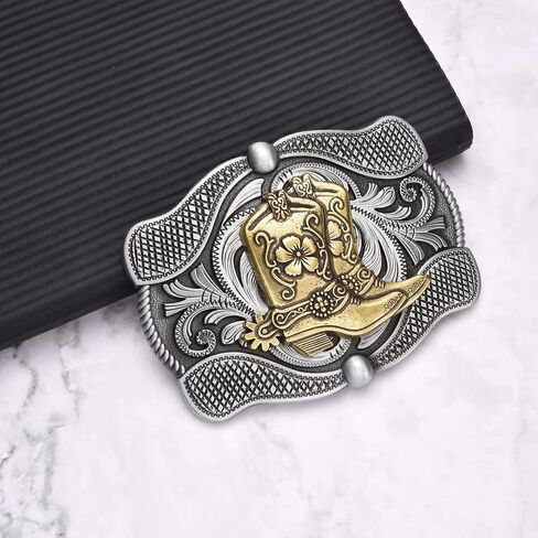 BBOTEN Horse Belt Buckle for Women Men, Western Longhorn Running Horse Boots Floral Cowboy Texas Antique Belt Buckles in Kuwait