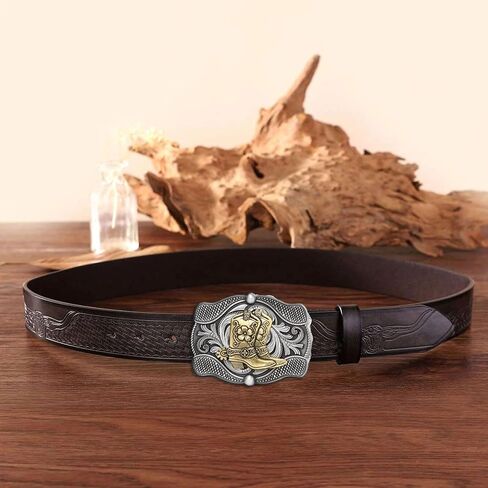 BBOTEN Horse Belt Buckle for Women Men, Western Longhorn Running Horse Boots Floral Cowboy Texas Antique Belt Buckles in Kuwait