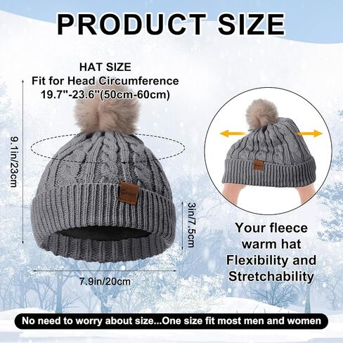 Geyoga 12 Pcs Winter Knitted Beanie Hat Glove Set Touchscreen Gloves Soft Warm Skull Cap with Pom Pom for Women Men Outdoor in Saudi Arabia